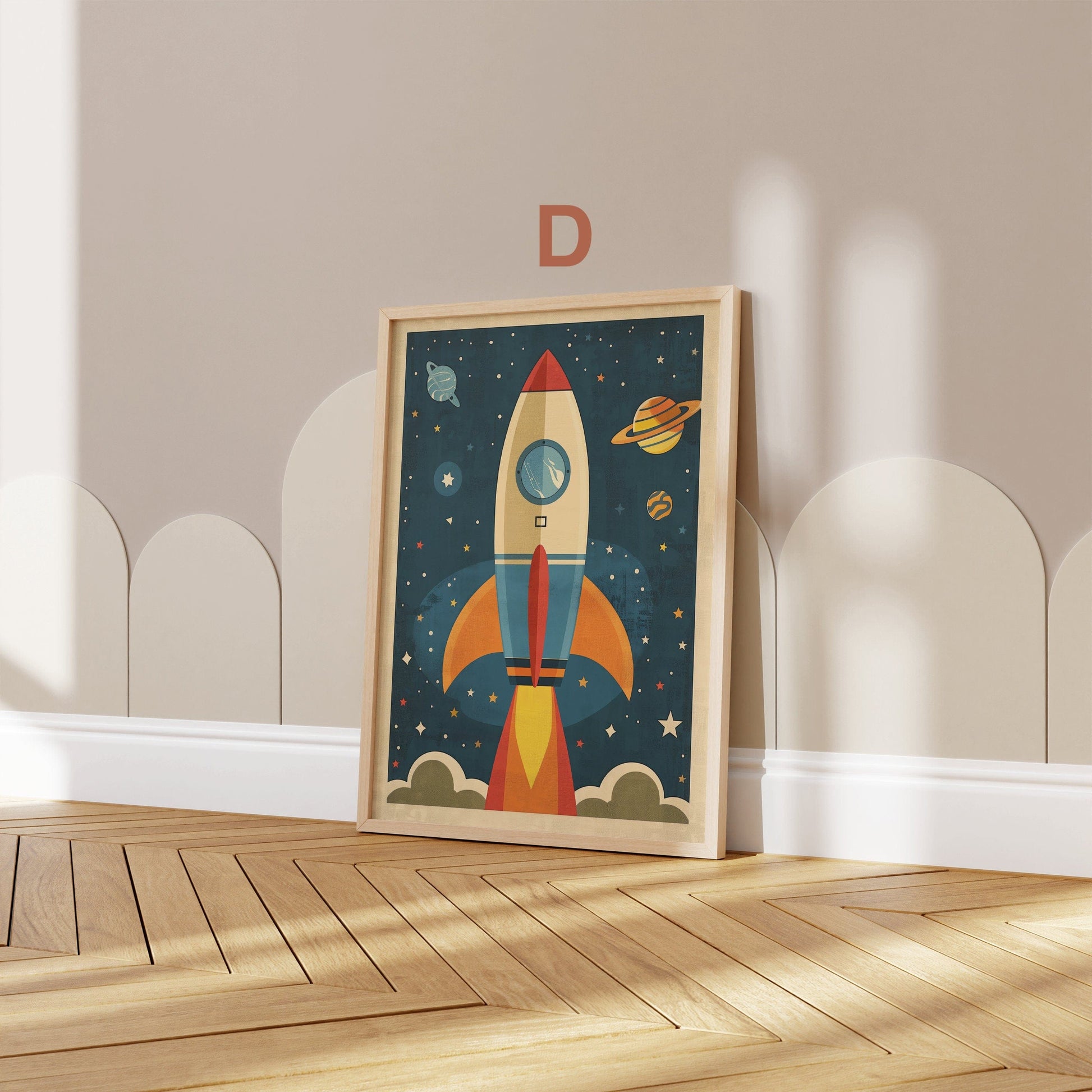 Astronaut Poster Kinderzimmer · Geschenkidee für Kinder · Kinderzimmer Deko · Weltraum Rakete & Planeten · Deko Print ohne Rahmen - justgoodmood