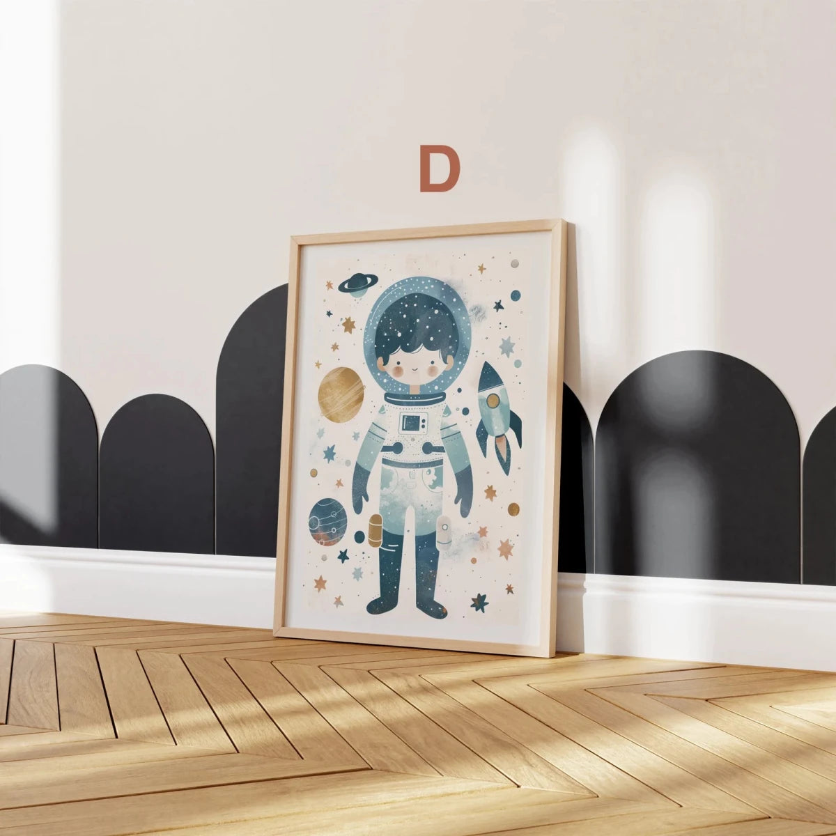 Astronaut Poster Kinderzimmer · Geschenkidee für Kinder · Kinderzimmer Deko · Weltraum Rakete & Planeten · Deko Print ohne Rahmen - justgoodmood