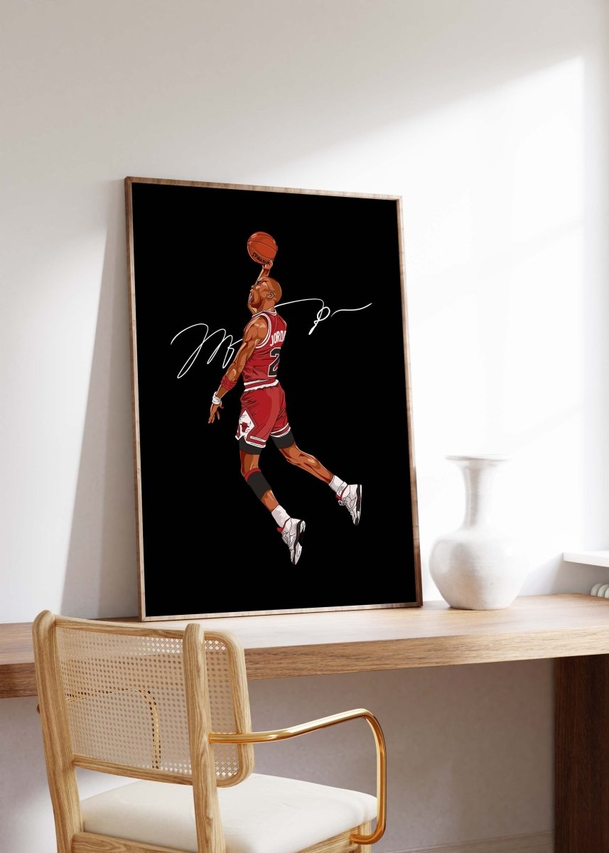 Basketball Dunk Poster · Iconic Jump Shot Illustration · Chicago Style Sport Art · Urban Pop Art Design · Moderne Wandkunst · Print ohne Rahmen - justgoodmood