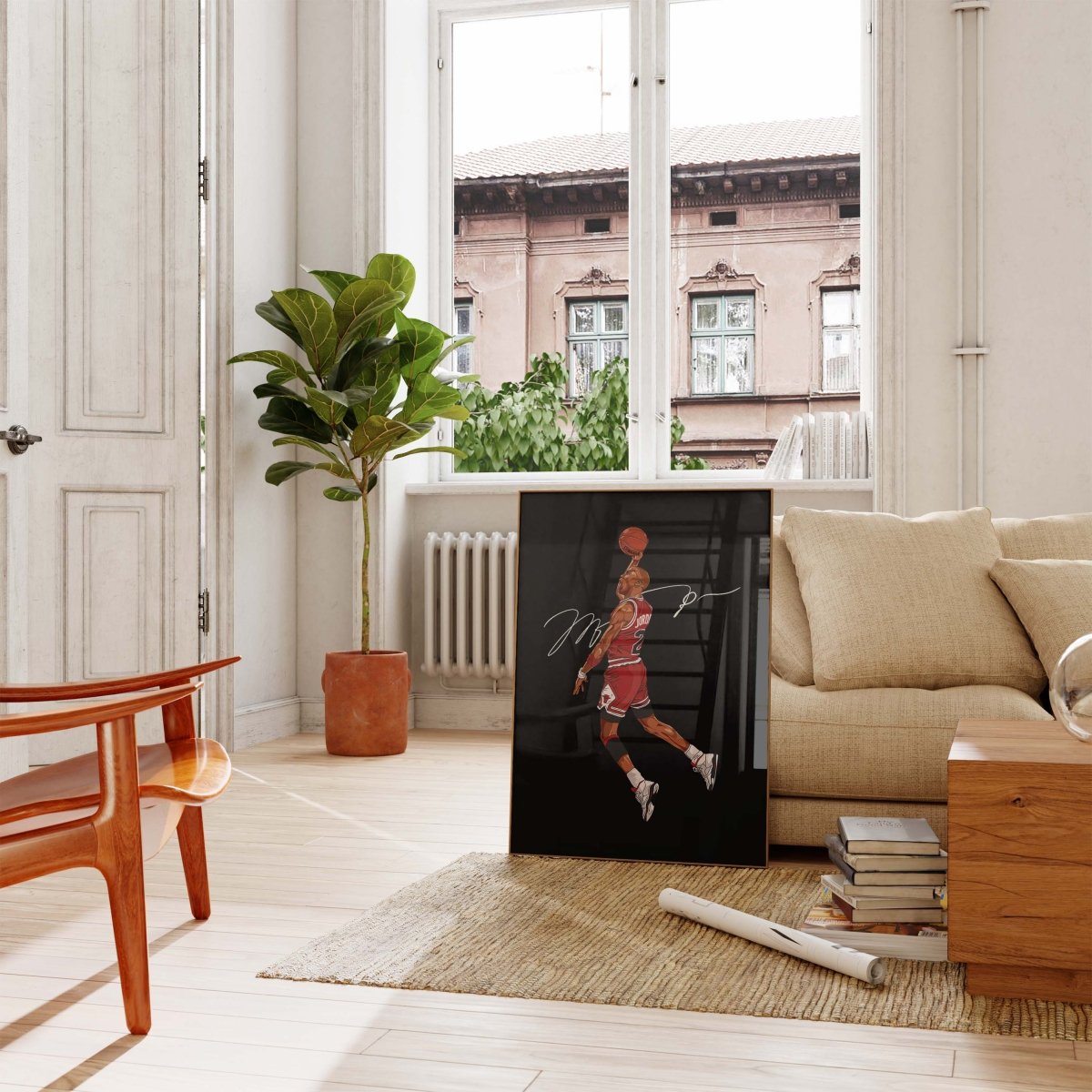 Basketball Dunk Poster · Iconic Jump Shot Illustration · Chicago Style Sport Art · Urban Pop Art Design · Moderne Wandkunst · Print ohne Rahmen - justgoodmood