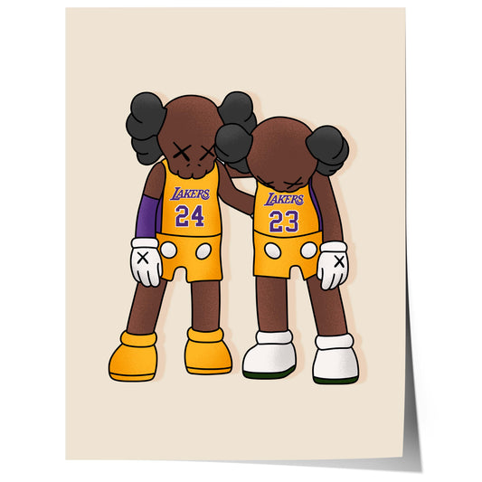 basketball duo characters lakers style poster