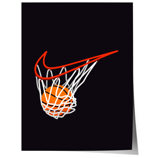 basketball hoop swoosh illustration poster