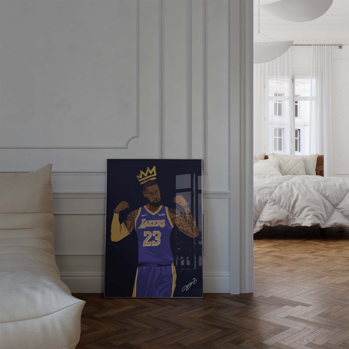Basketball King Poster · Crown Athlete Illustration · Lakers Style Pop Art · Urban Sport Design · Moderne Wandkunst · Print ohne Rahmen - justgoodmood