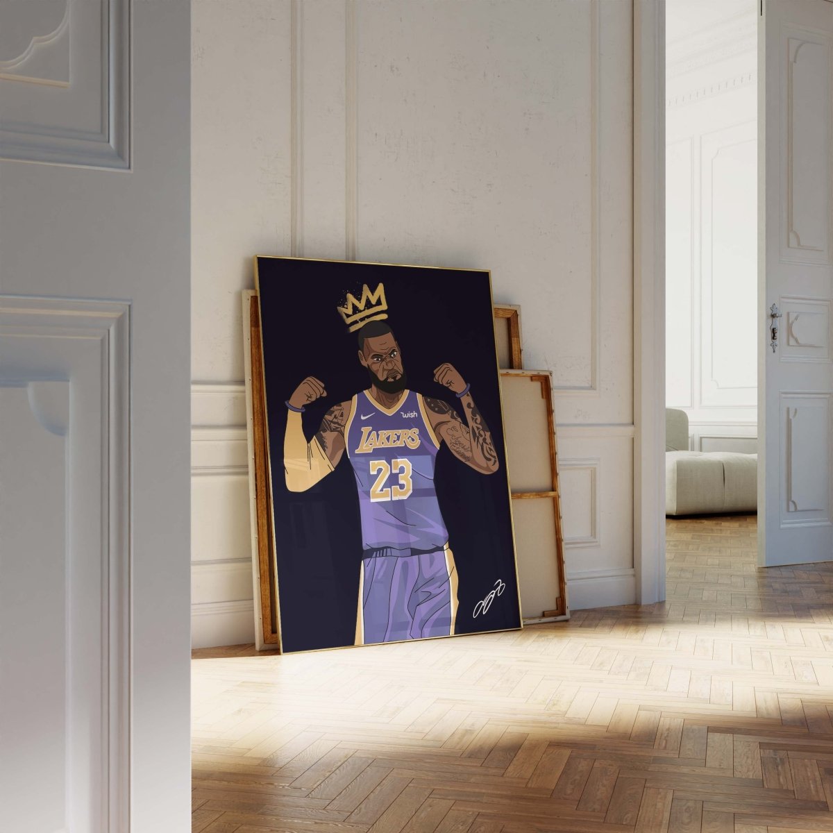 Basketball King Poster · Crown Athlete Illustration · Lakers Style Pop Art · Urban Sport Design · Moderne Wandkunst · Print ohne Rahmen - justgoodmood