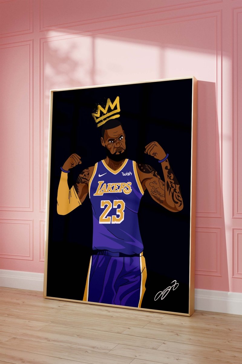 Basketball King Poster · Crown Athlete Illustration · Lakers Style Pop Art · Urban Sport Design · Moderne Wandkunst · Print ohne Rahmen - justgoodmood