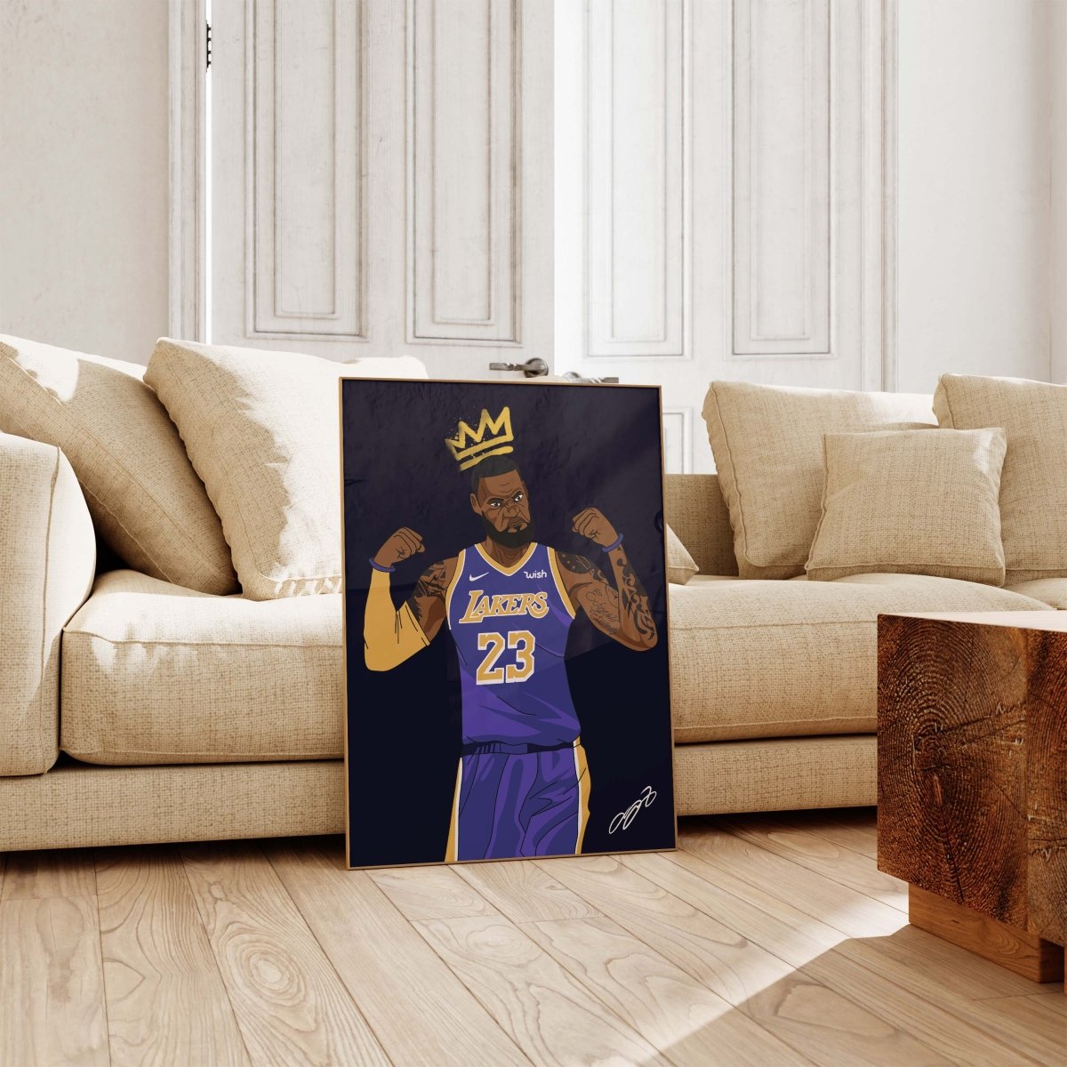 Basketball King Poster · Crown Athlete Illustration · Lakers Style Pop Art · Urban Sport Design · Moderne Wandkunst · Print ohne Rahmen - justgoodmood