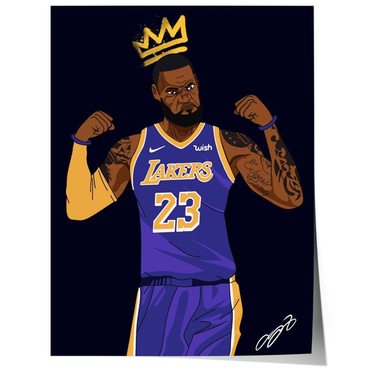Basketball King Poster · Crown Athlete Illustration · Lakers Style Pop Art · Urban Sport Design · Moderne Wandkunst · Print ohne Rahmen - justgoodmood