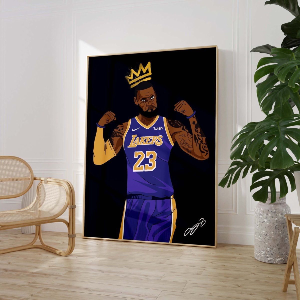 Basketball King Poster · Crown Athlete Illustration · Lakers Style Pop Art · Urban Sport Design · Moderne Wandkunst · Print ohne Rahmen - justgoodmood