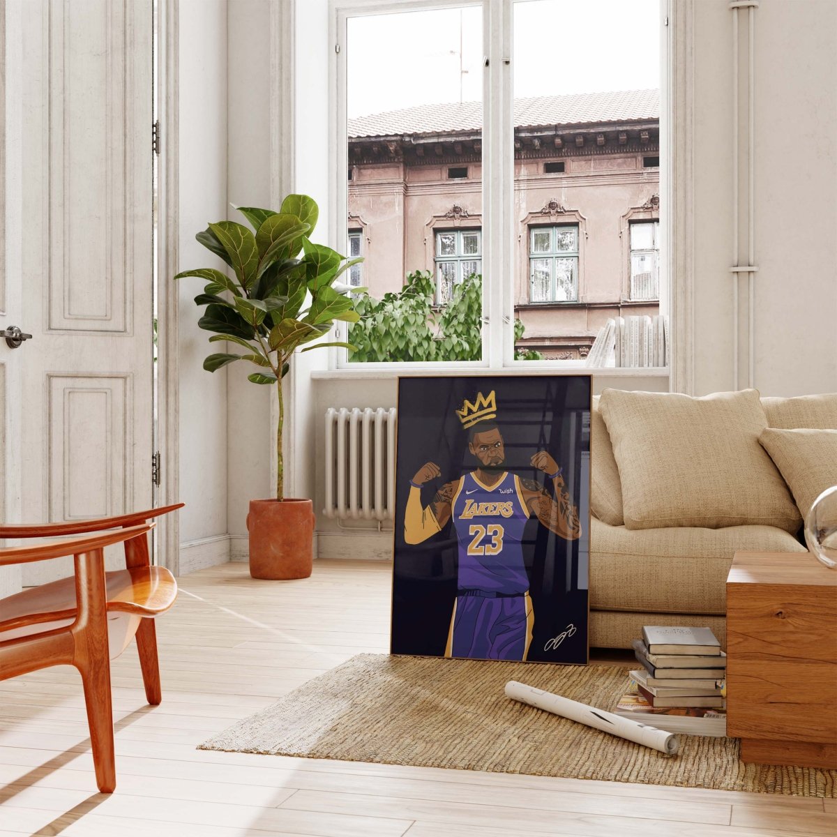 Basketball King Poster · Crown Athlete Illustration · Lakers Style Pop Art · Urban Sport Design · Moderne Wandkunst · Print ohne Rahmen - justgoodmood
