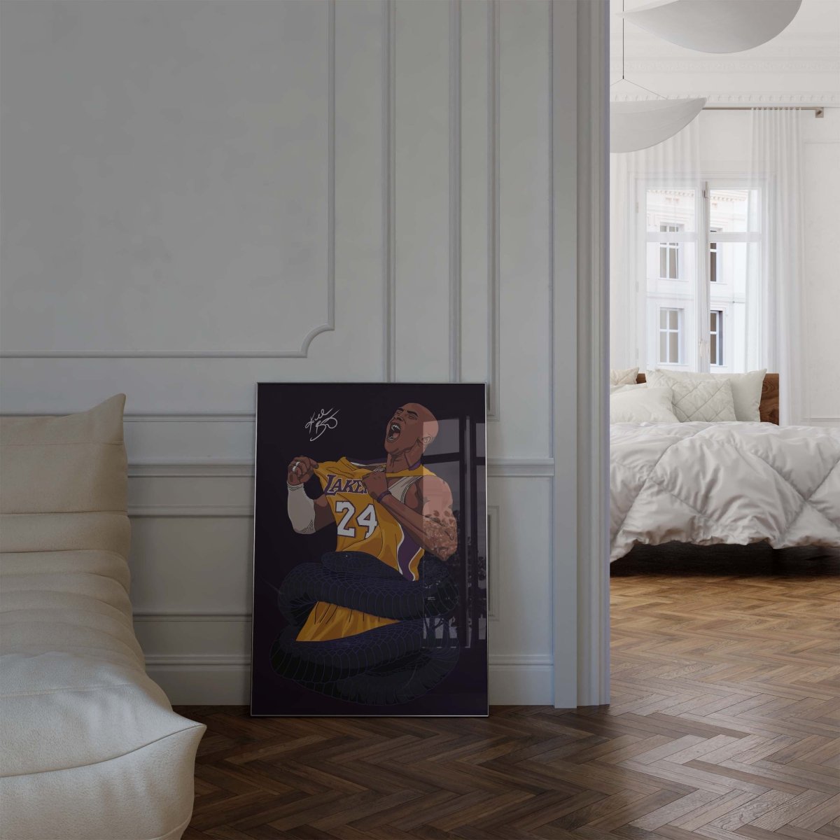 Basketball Legend Poster · Black Mamba Snake Artwork · Lakers Style Sport Illustration · Urban Pop Art Design · Moderne Wandkunst · Print ohne Rahmen - justgoodmood
