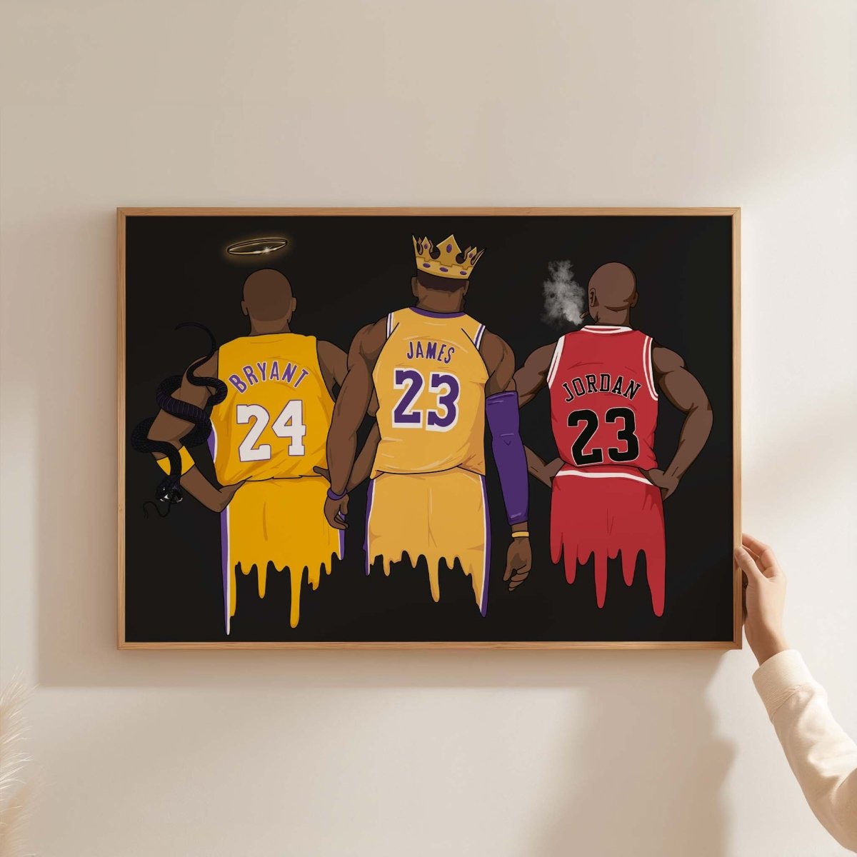 Basketball Legends Trio Poster · Street Art Illustration · Pop Art Sport Design · Urban Athlete Artwork · Moderne Wandkunst · Print ohne Rahmen - justgoodmood