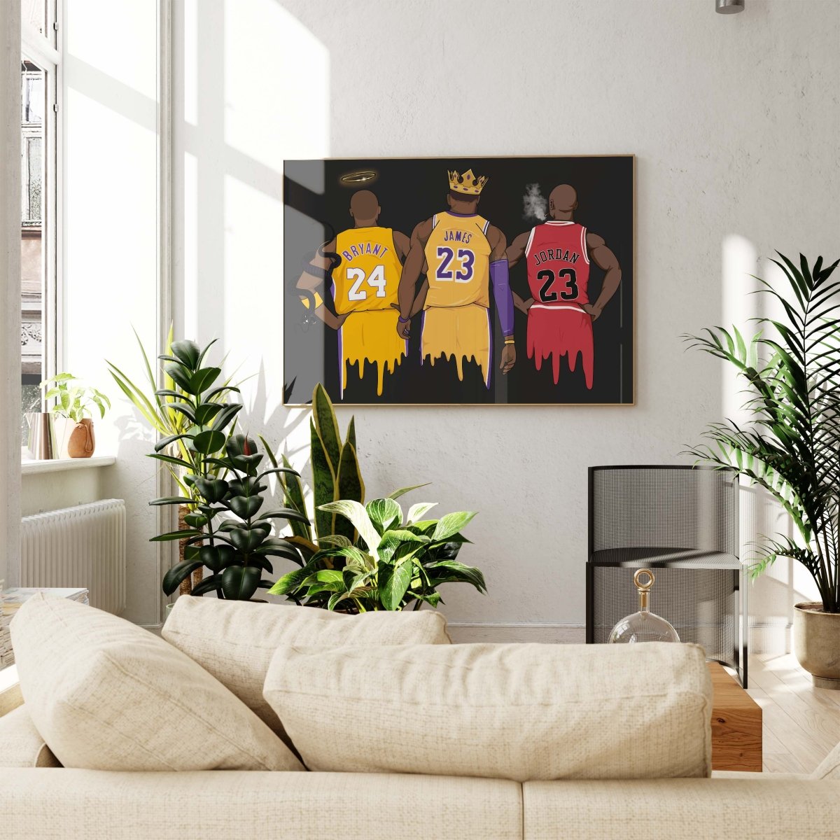 Basketball Legends Trio Poster · Street Art Illustration · Pop Art Sport Design · Urban Athlete Artwork · Moderne Wandkunst · Print ohne Rahmen - justgoodmood