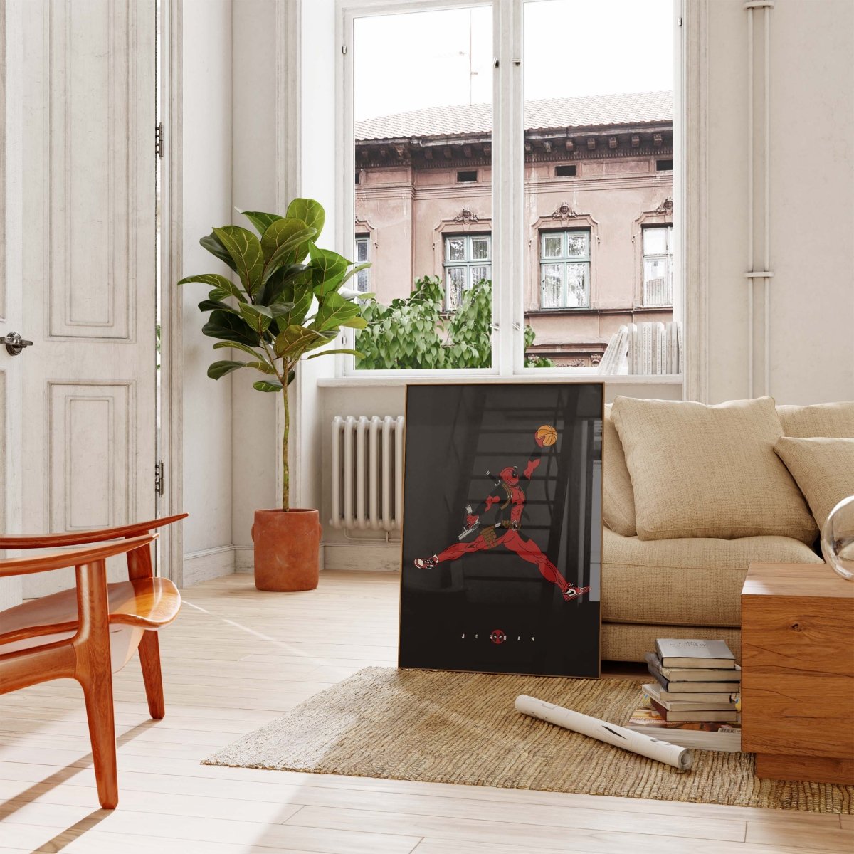 Basketball Superheld Illustration · Pop Art Comic Stil · Moderne Film Charakter Grafik · Print ohne Rahmen - justgoodmood