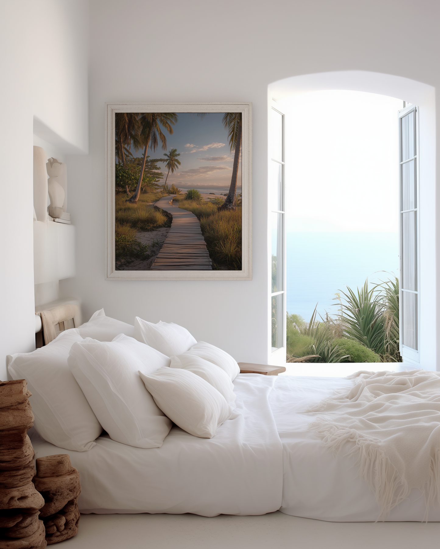 Strand Poster · Geschenkidee · Strand Palmen Muscheln · Dekoprint ohne Rahmen