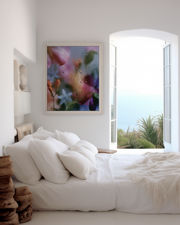 Geschenkidee · Ranunkeln und Blumen hinter Glas Poster Ästhetische Natur Fotografie · Dekoprint ohne Rahmen | JUSTGOODMOOD