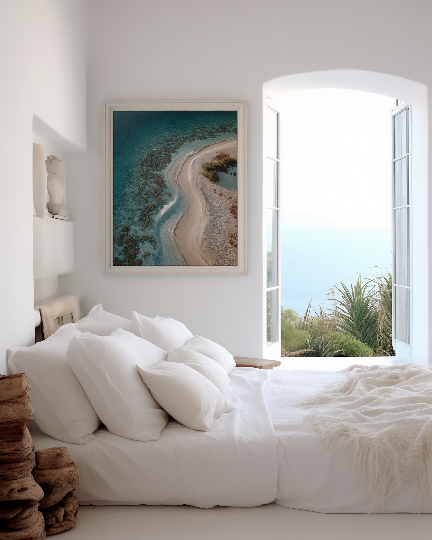 Strand Poster · Geschenkidee · Palmen Muscheln Küstenlandschaften · Dekoprint ohne Rahmen