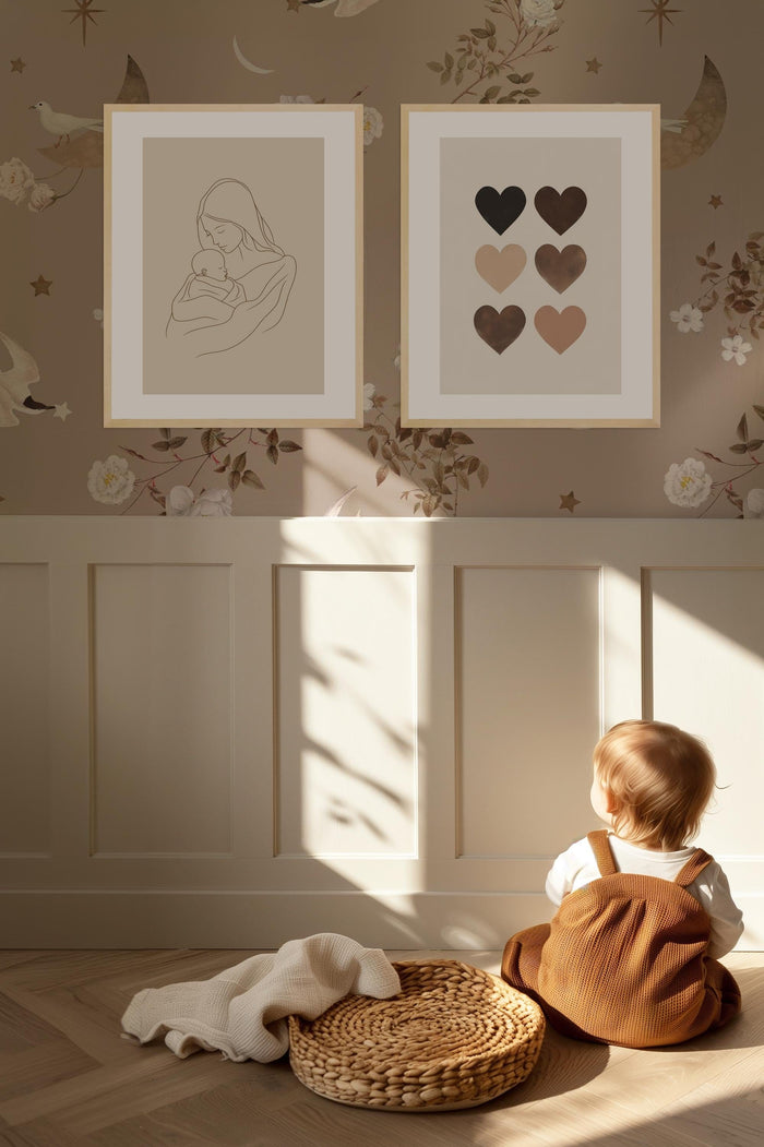 BEIGE Boho Poster Babyzimmer – Premium Baumwolle