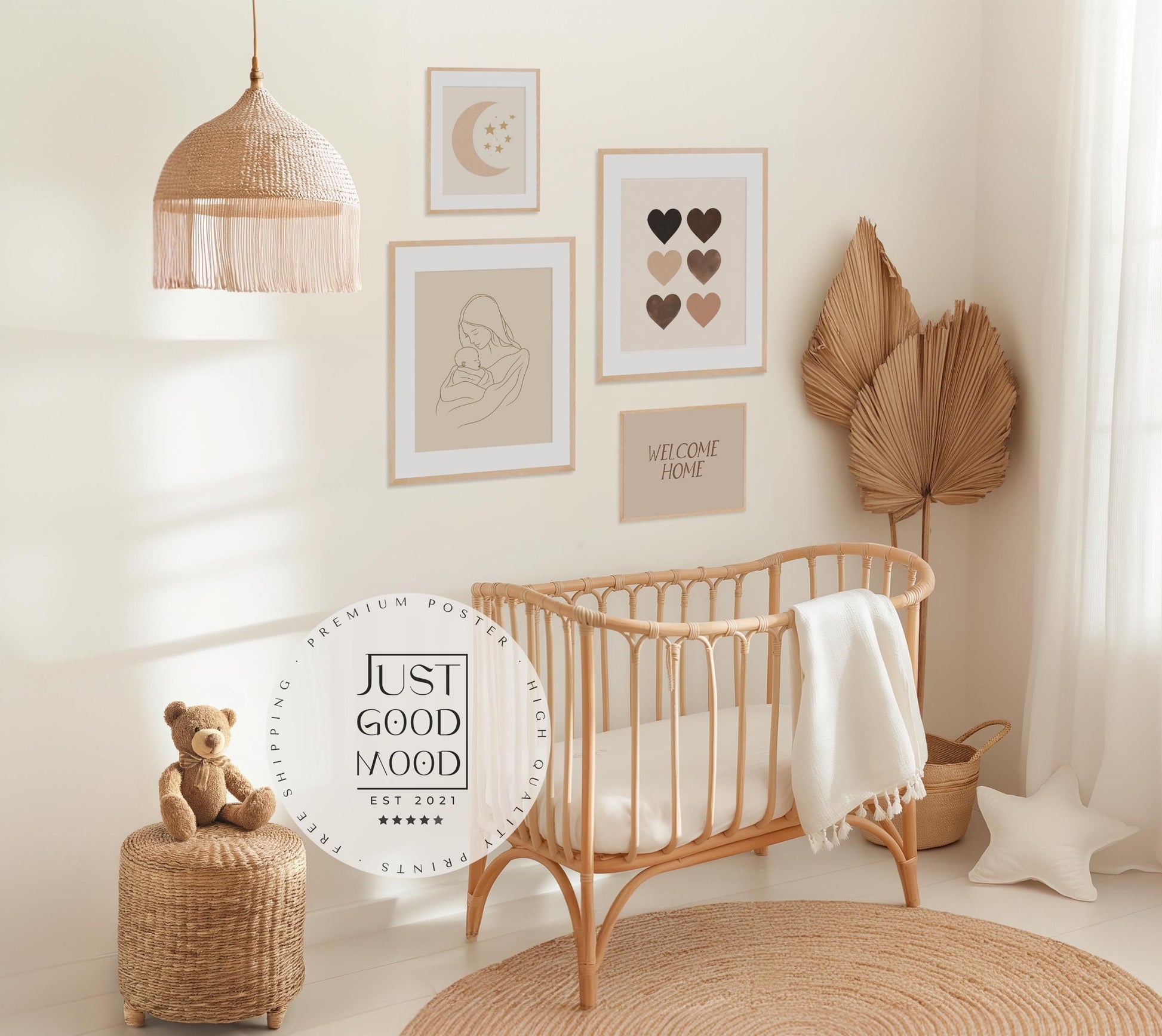 BEIGE Boho Poster Babyzimmer · Geschenkidee für Kinder · Babyzimmer Deko · Modern Abstrakt Minimalistisch neutral ·Deko Print ohne Rahmen - justgoodmood