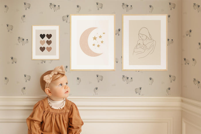 BEIGE Boho Poster Babyzimmer – Premium Baumwolle