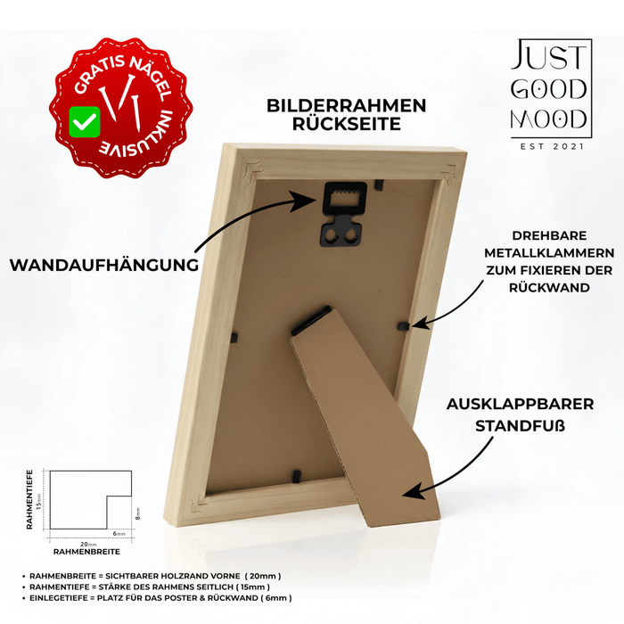 JUSTGOODMOOD Bilderrahmen – Edle Holzoptik & Acrylglas