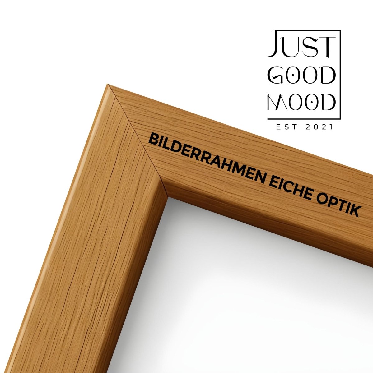 Bilderrahmen aus stabilem MDF - Holz mit Acrylglas – Weiß Schwarz Ahorn Eiche · mit gratis Nägeln - justgoodmood