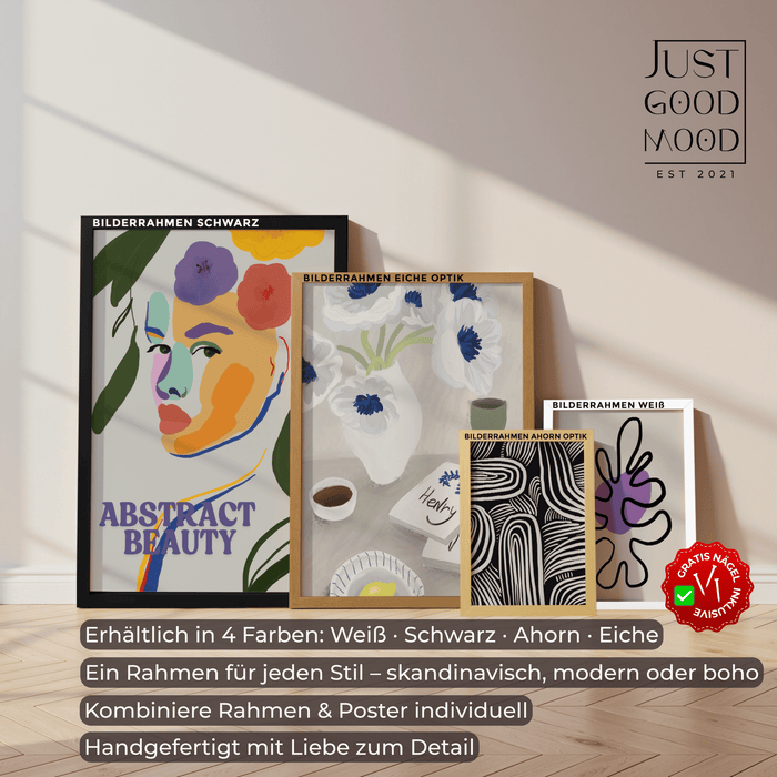 JUSTGOODMOOD Bilderrahmen – Edle Holzoptik & Acrylglas