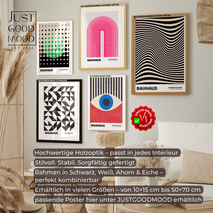 JUSTGOODMOOD Bilderrahmen – Edle Holzoptik & Acrylglas