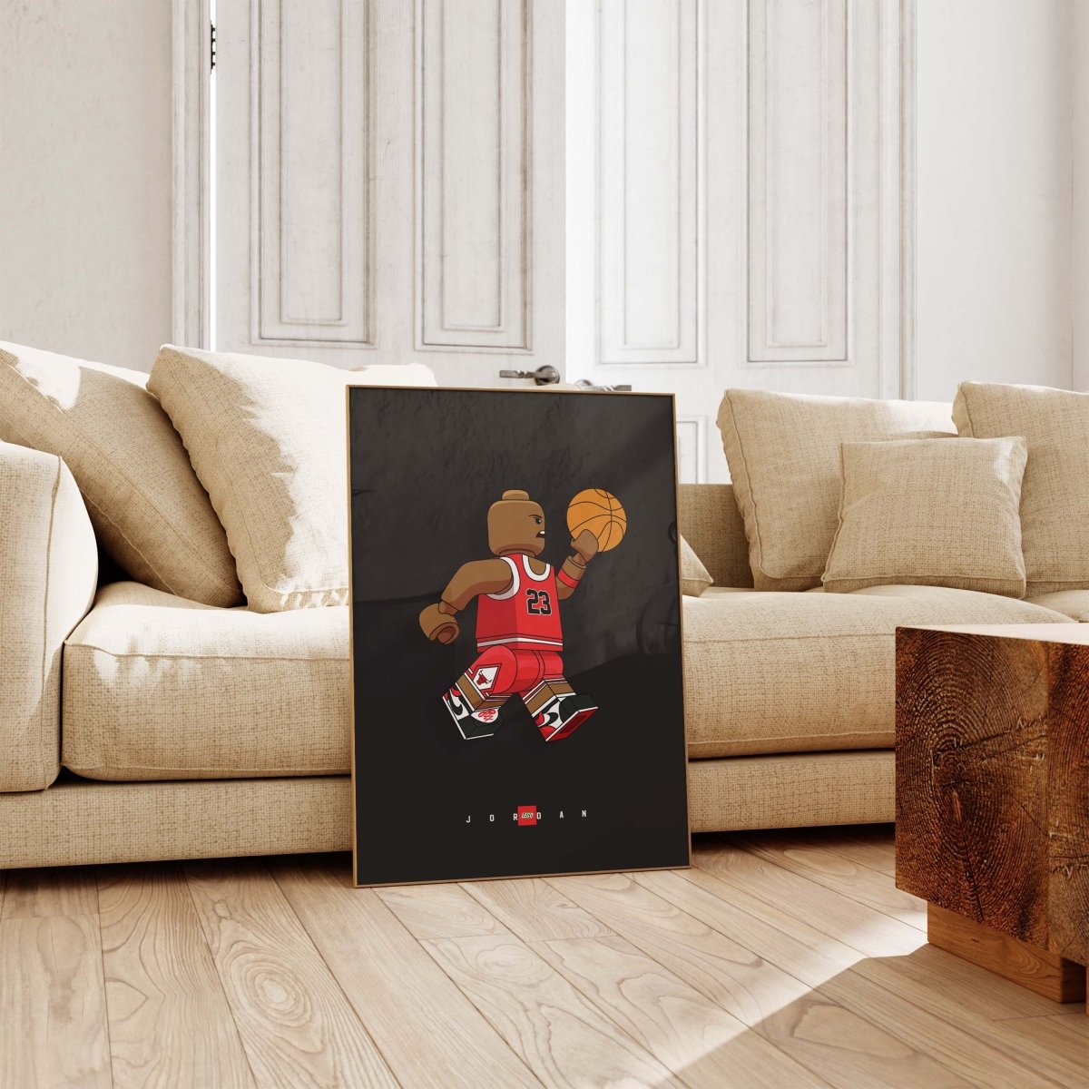 Block Style Basketball Figur Poster · Minimalistische Pop Art Sport Illustration · Moderne Grafik · Print ohne Rahmen - justgoodmood