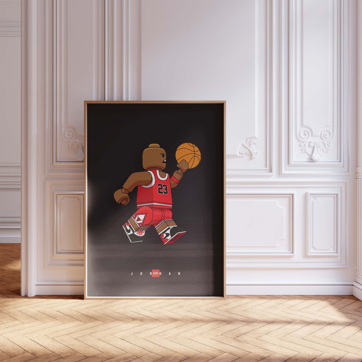 Block Style Basketball Figur Poster · Minimalistische Pop Art Sport Illustration · Moderne Grafik · Print ohne Rahmen - justgoodmood
