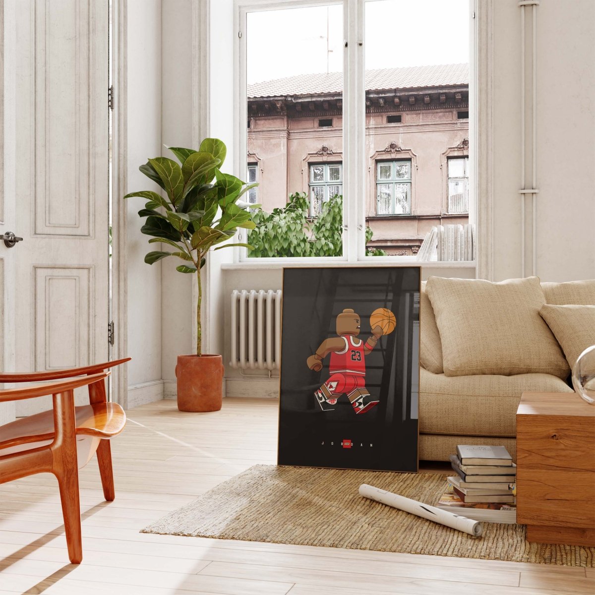 Block Style Basketball Figur Poster · Minimalistische Pop Art Sport Illustration · Moderne Grafik · Print ohne Rahmen - justgoodmood