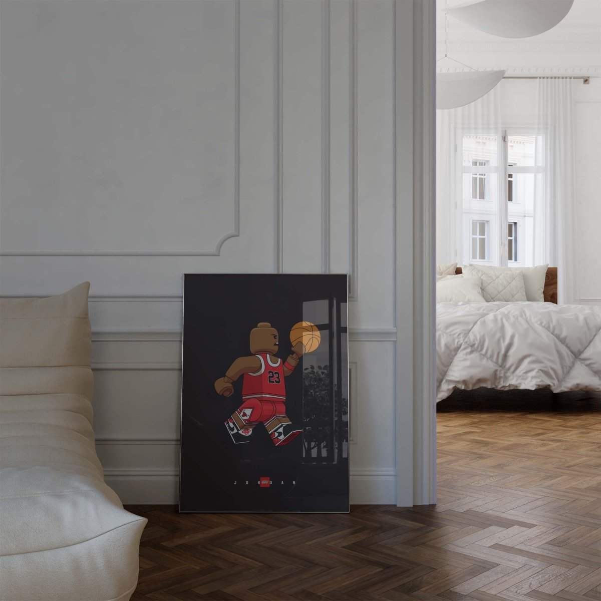 Block Style Basketball Figur Poster · Minimalistische Pop Art Sport Illustration · Moderne Grafik · Print ohne Rahmen - justgoodmood