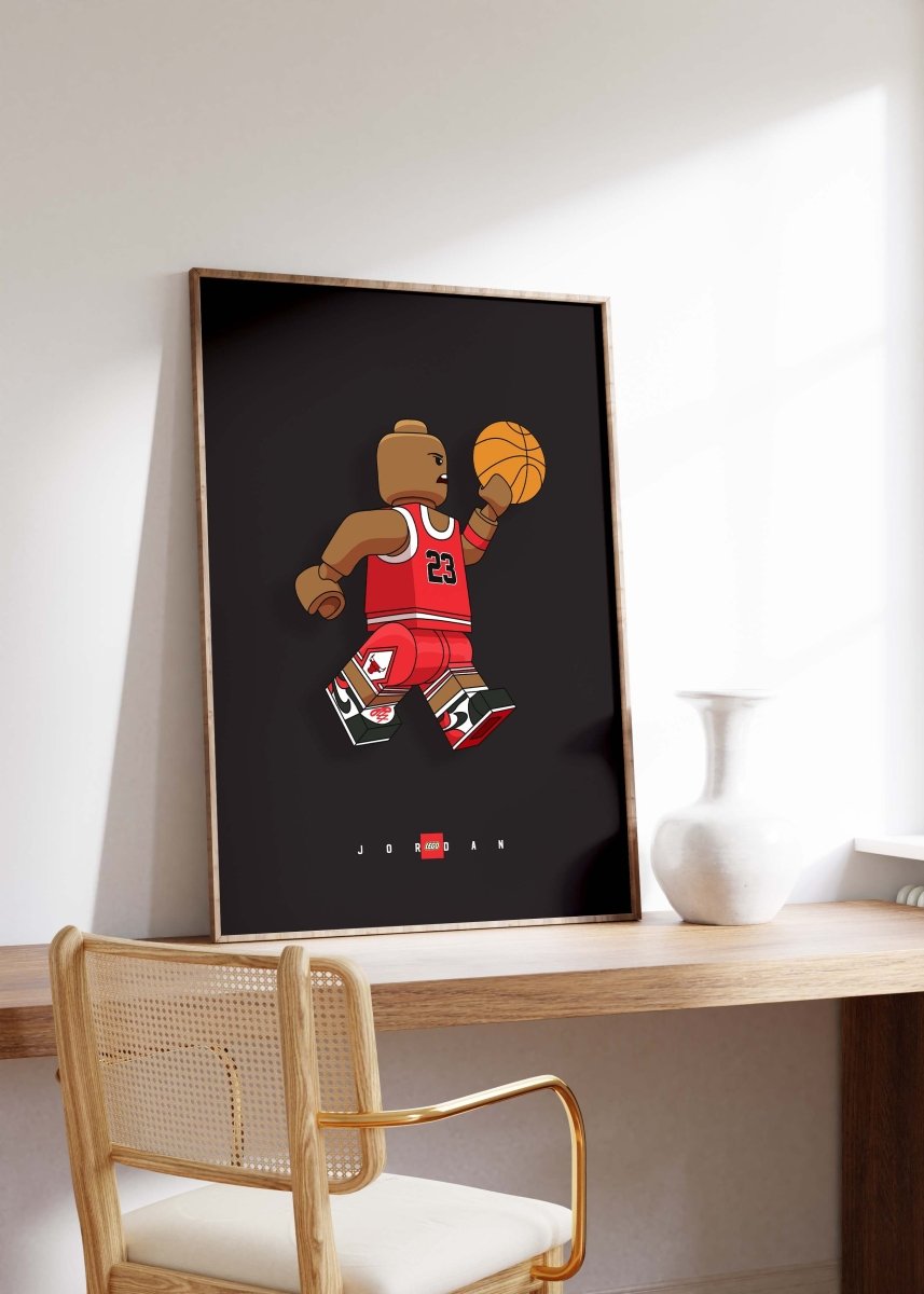 Block Style Basketball Figur Poster · Minimalistische Pop Art Sport Illustration · Moderne Grafik · Print ohne Rahmen - justgoodmood