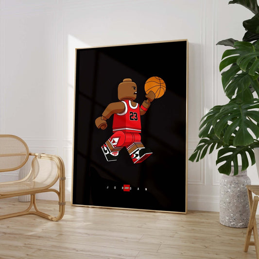 Block Style Basketball Figur Poster · Minimalistische Pop Art Sport Illustration · Moderne Grafik · Print ohne Rahmen - justgoodmood