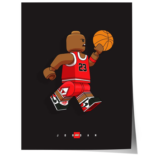 Block Style Basketball Figur Poster · Minimalistische Pop Art Sport Illustration · Moderne Grafik · Print ohne Rahmen - justgoodmood