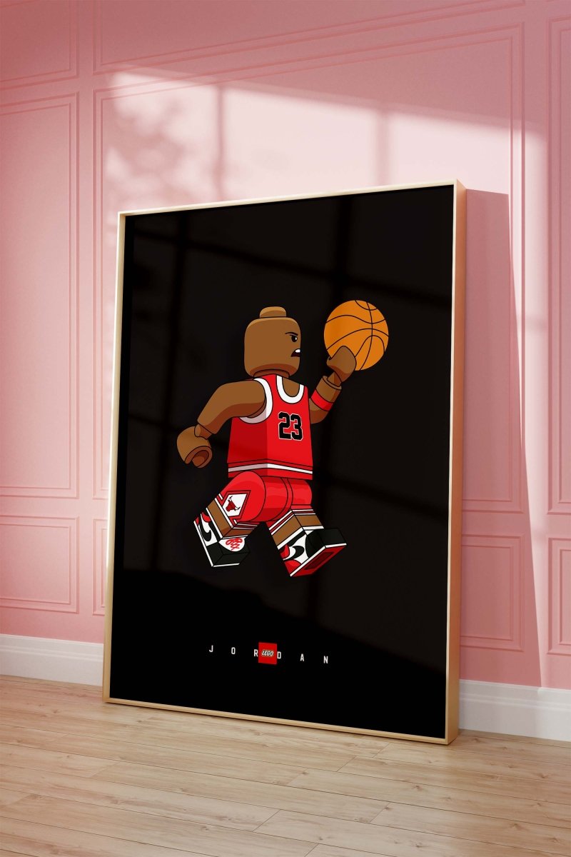 Block Style Basketball Figur Poster · Minimalistische Pop Art Sport Illustration · Moderne Grafik · Print ohne Rahmen - justgoodmood