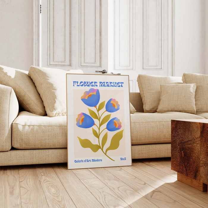 Blumen Retro Poster – Premium Baumwoll-Canvas Kunst