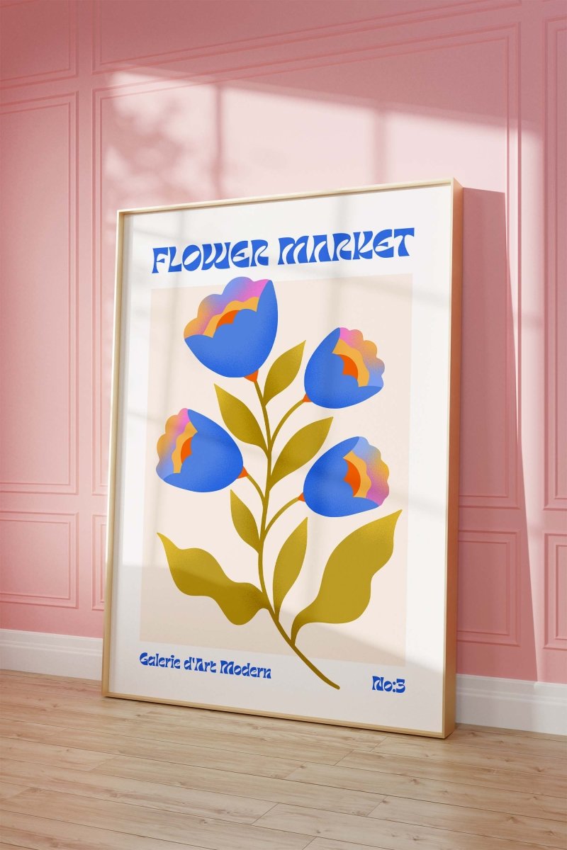 Blumen Retro · Geschenkidee · Flower Market · Mid Century Moderne Illustration · Dekoprint ohne Rahmen - justgoodmood