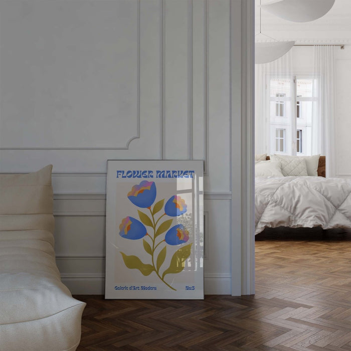 Blumen Retro Poster – Premium Baumwoll-Canvas Kunst
