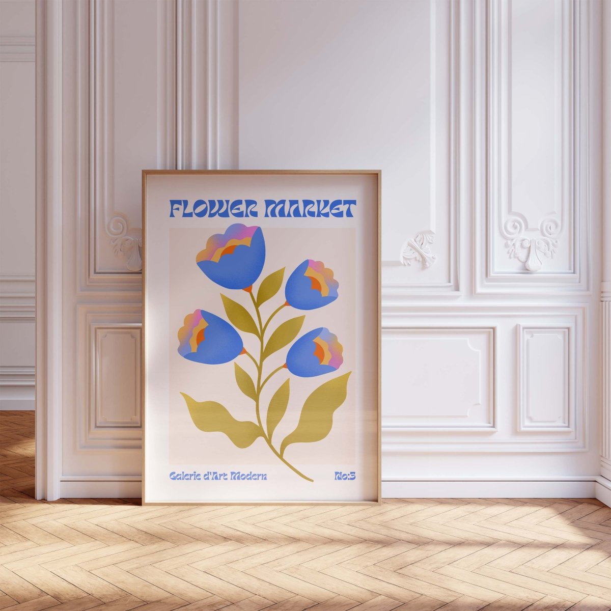 Blumen Retro · Geschenkidee · Flower Market · Mid Century Moderne Illustration · Dekoprint ohne Rahmen - justgoodmood