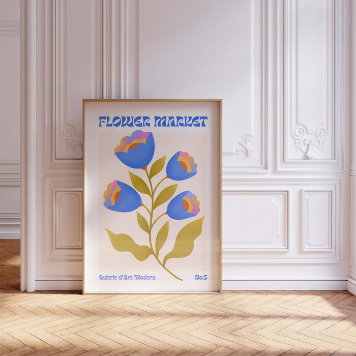 Blumen Retro Poster – Premium Baumwoll-Canvas Kunst