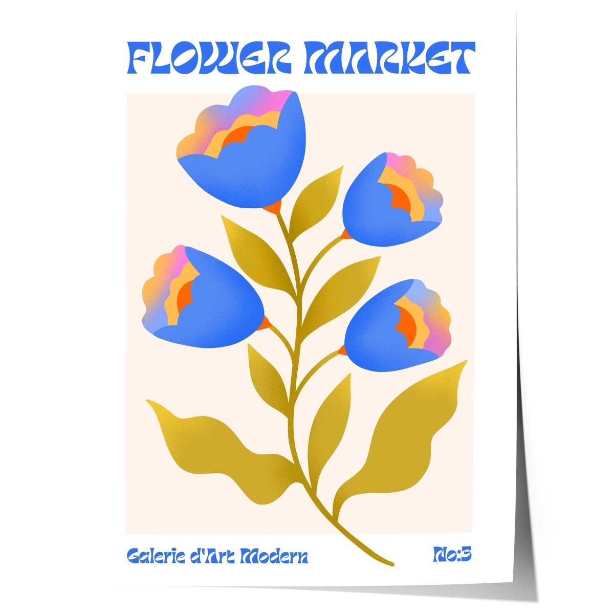 Blumen Retro · Geschenkidee · Flower Market · Mid Century Moderne Illustration · Dekoprint ohne Rahmen - justgoodmood