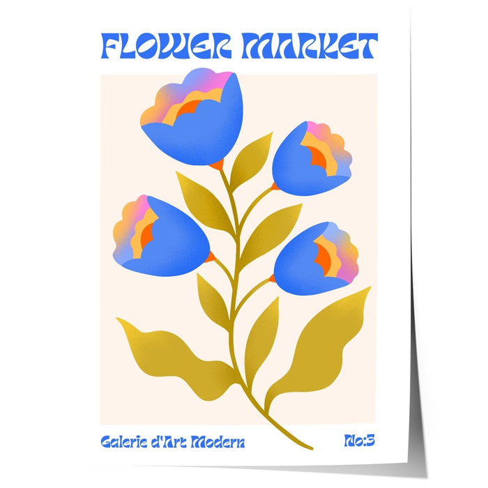 Blumen Retro Poster – Premium Baumwoll-Canvas Kunst