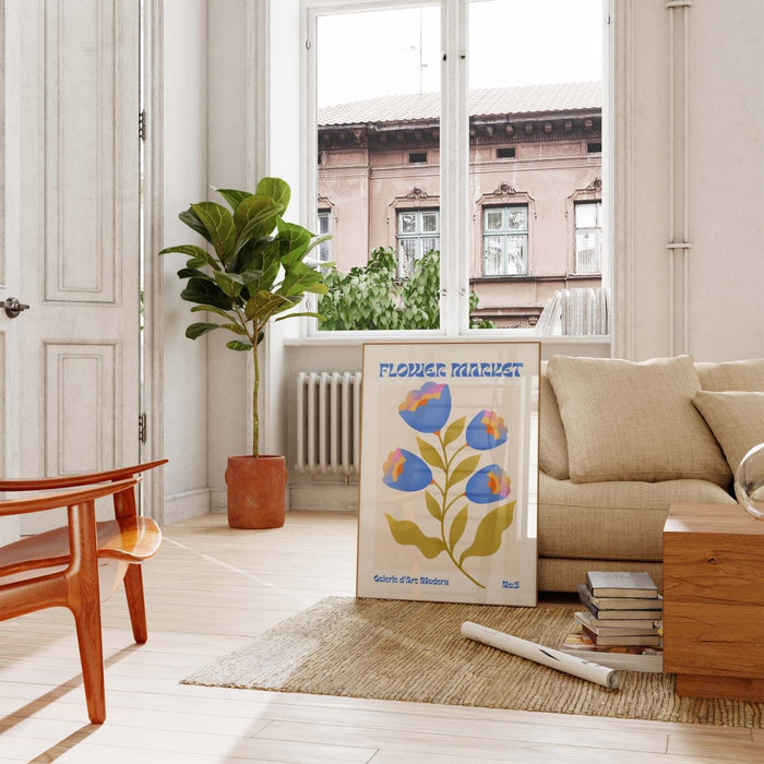 Blumen Retro Poster – Premium Baumwoll-Canvas Kunst