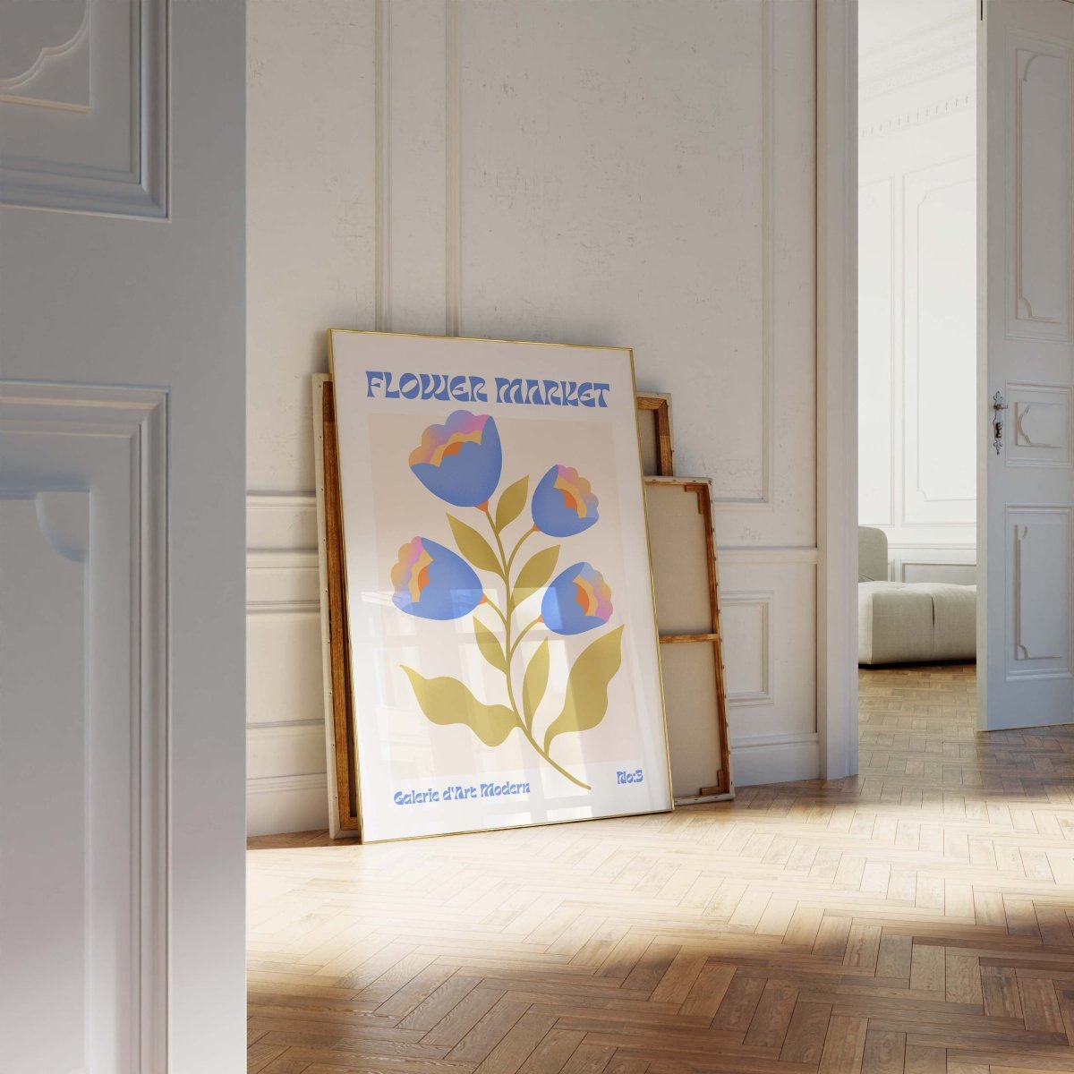 Blumen Retro · Geschenkidee · Flower Market · Mid Century Moderne Illustration · Dekoprint ohne Rahmen - justgoodmood