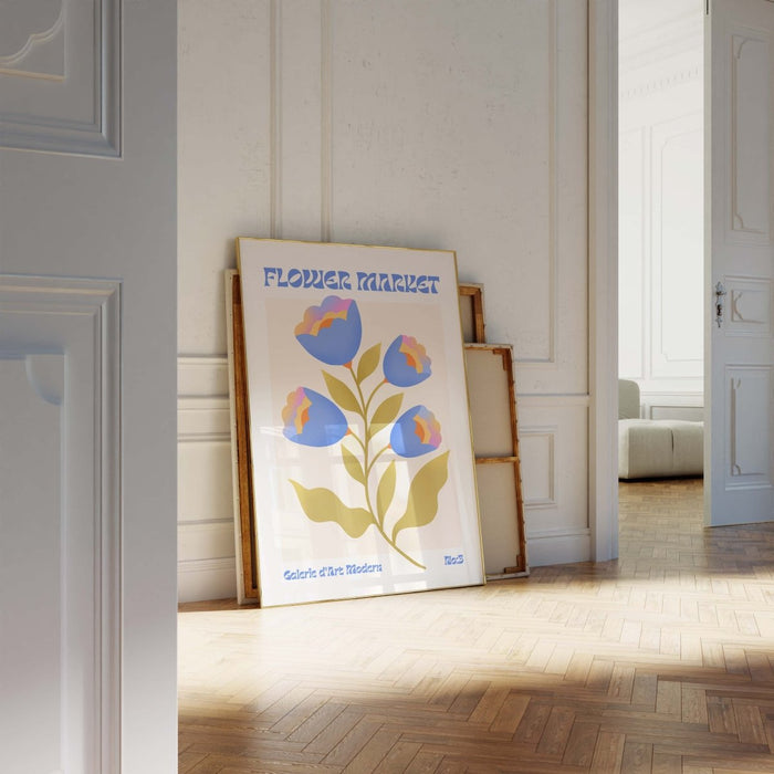 Blumen Retro Poster – Premium Baumwoll-Canvas Kunst