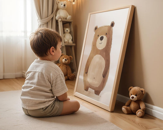 Boho Babyzimmer Poster · Giraffe, Löwe, Bär, Biene, Schwein, Schaf · Niedliche Tier Wandkunst · Skandi Stil ·Pastell· Deko Print ohne Rahmen - justgoodmood