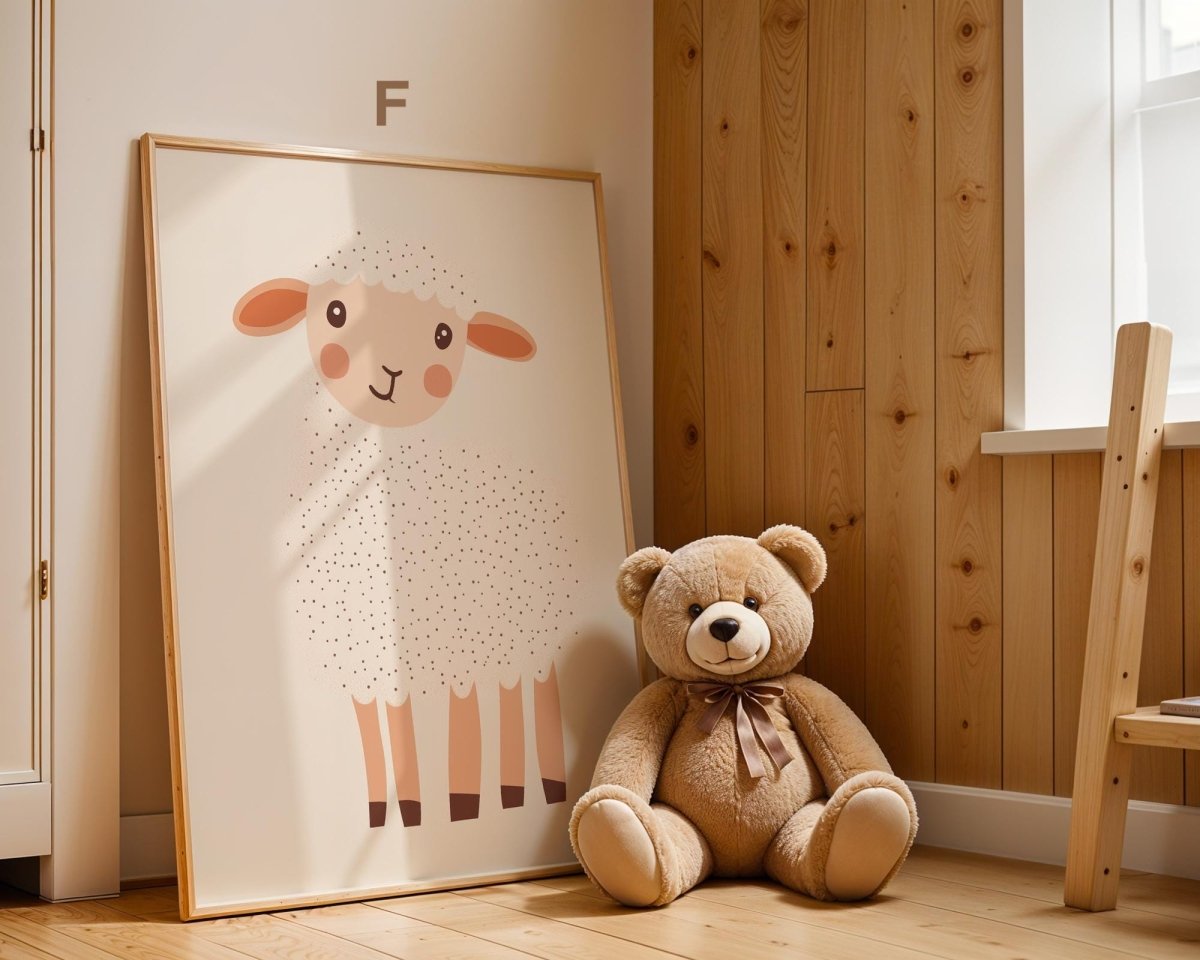 Boho Babyzimmer Poster · Giraffe, Löwe, Bär, Biene, Schwein, Schaf · Niedliche Tier Wandkunst · Skandi Stil ·Pastell· Deko Print ohne Rahmen - justgoodmood