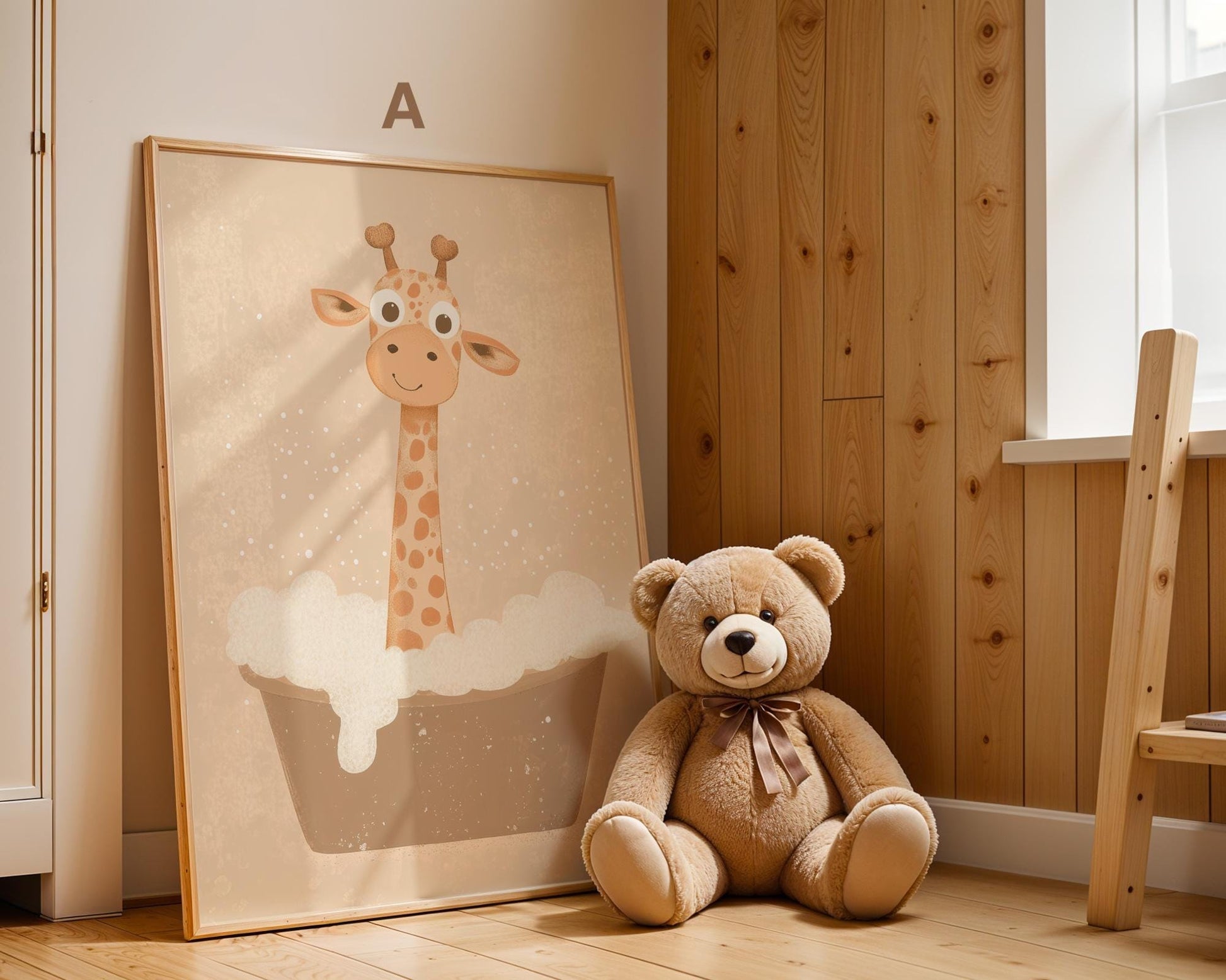 Boho Babyzimmer Poster · Giraffe, Löwe, Bär, Biene, Schwein, Schaf · Niedliche Tier Wandkunst · Skandi Stil ·Pastell· Deko Print ohne Rahmen - justgoodmood