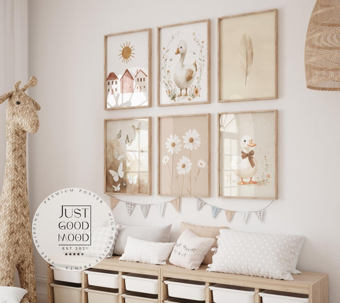 Boho Babyzimmer Poster auf Premium Baumwolle