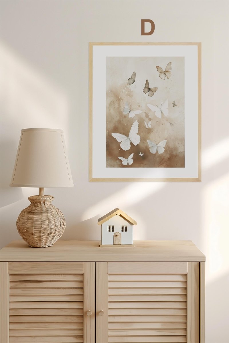 Boho Babyzimmer Poster · Niedliche Ente , Schmetterlinge, Gänseblümchen, Häuser & Sonne Scandi Kinderzimmer Deko · Deko Print ohne Rahmen - justgoodmood